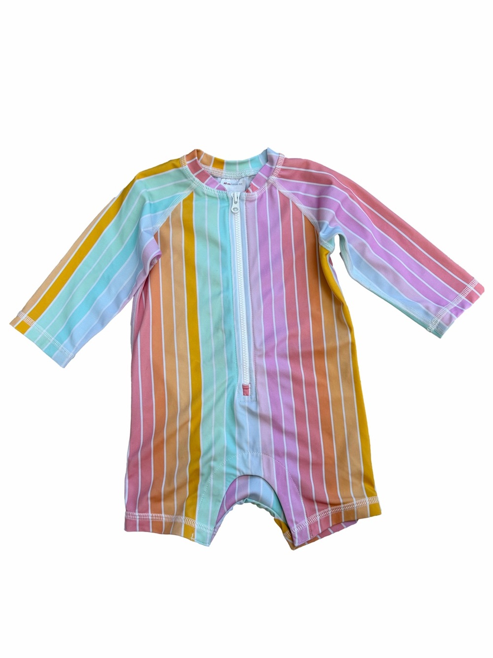 Hanna Andersson Size 60, 3-6 Months, Ombre Rainbow Stripe Swimsuit Rashguard